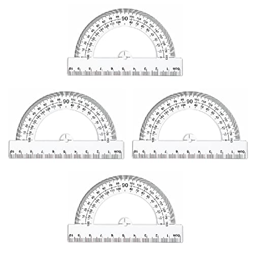4 Piezas Transportador de 180°, Transportador Semicircular Plástico, Herramienta de Geometría Matemátican para Material Oficina Escolar
