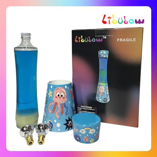Image of 15.5 Inch Sea World Liquid Motion Lamp, 2 Bulbs, Relaxing Night Light Motion lamp for Bedroom, Mood Lamp for Adults, Birthday Present Nightlight Calming Lamp Bedside Lamp for Kids, Room Decor
