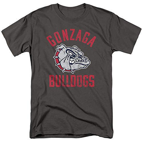 Gonzaga University Official Bulldogs Logo Unisex Adult T-Shirt, Charcoal, X-Large