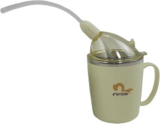Xiaojikuaipao Vasos de silicona de acero inoxidable de 350 ml, color verde, fáciles de sostener para personas mayores con artritis, tapa de boquilla giratoria, para personas con incontinencia, 350 ml,