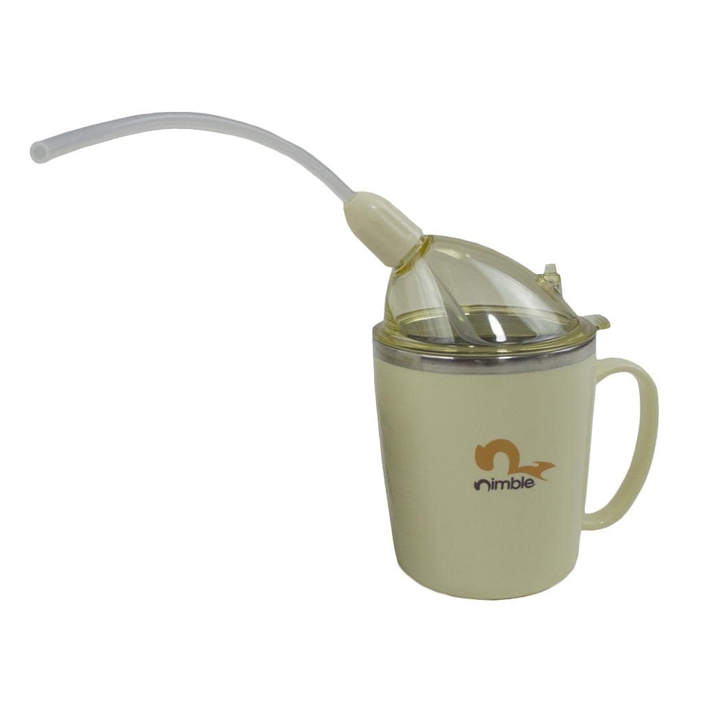 Vasos de silicona de acero inoxidable de 350 ml, color verde, fáciles de sostener para personas mayores con artritis, tapa de boquilla giratoria, para personas con incontinencia, 350 ml,