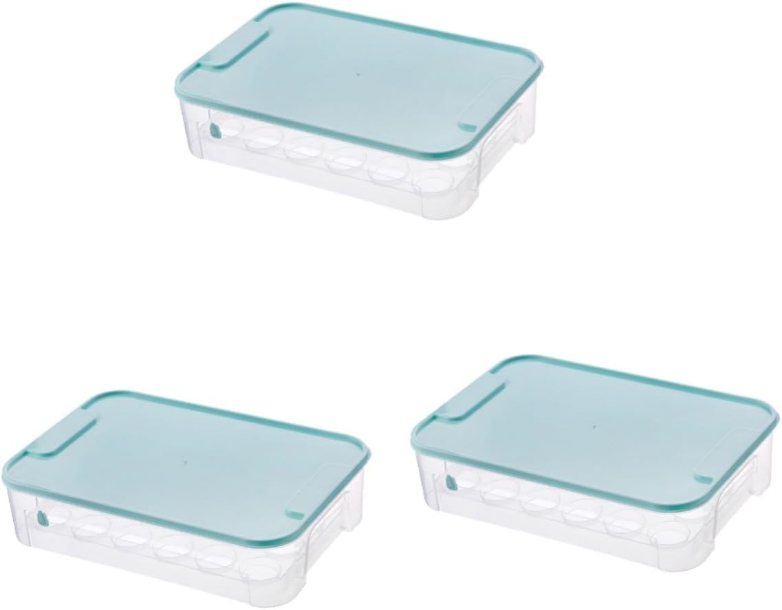 3 Pcs Egg Holder with Lid Egg Storage Container Egg Case Egg Tray with Lid Refrigerator Box (Bluex3pcs 32 * 21.5cmx3pcs)