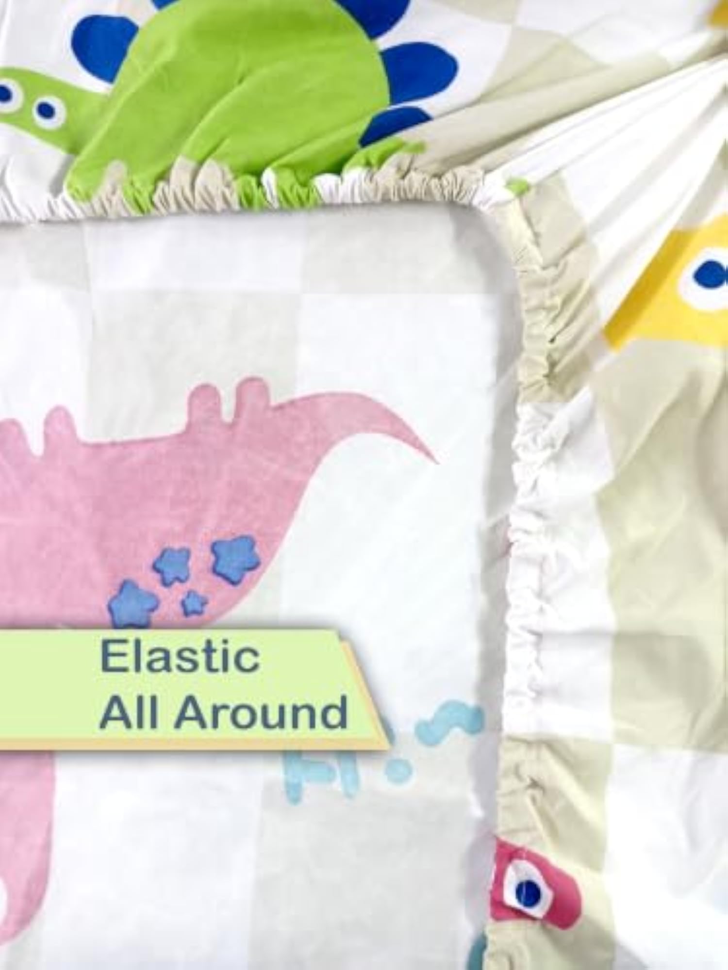 Multicolor Cartoon Print 300 TC Polycotton King Size Fitted Bedsheet