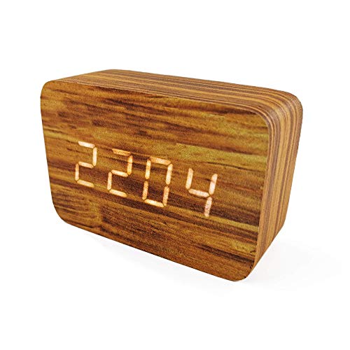 Ytong Plank Wood Grain Pattern Wooden Digital Alarm Clock Multi-Functional LED Smart Alarm Clock USB Supply Sound Control Alarm Clock Office Decoration Digital Alarm Clock Student Alarm Clock