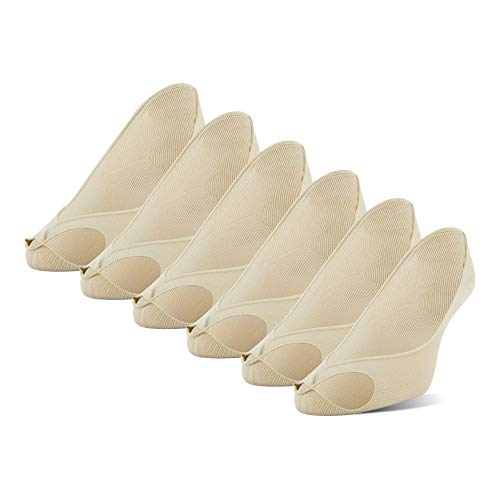 PEDS Women's Peep Toe No Show Socks, Nude (6 Pairs), Shoe Size: 5-10