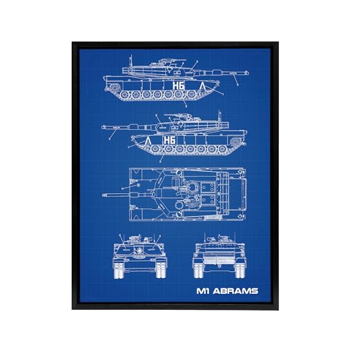 Artery8 M1 Abrams US Main Battle Tank Blueprint Black Framed