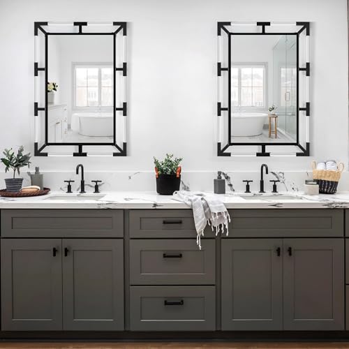 Image of Chende Modern Black Wall Mirror Decor with Clear Acrylic and Metal Frame