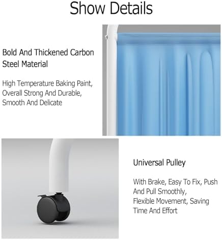 6-Panel Portable Room Divider with Wheels, 6ft High, Ideal for Patient Rooms, Beauty Salons, Health Facilities - Dark Blue Privacy Screen