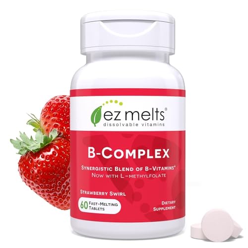 EZ Melts Dissolvable Vitamin B-Complex with Methyl B12 and Methyl Folate, Sugar-Free, 2-Month Supply - 1 Pack