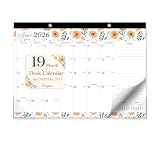 Desk Calendar 2026-2027 - Ougesi 19 Month Desk Top Calendar June 2026 - Dec 2027,17x12 Academic Desk Calendar with Thick Paper, Large Blocks for Home & Office (Floral)