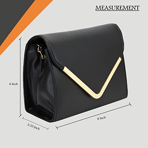 ADISA women girls V-flap crossbody sling bag with gold chain - Image 2