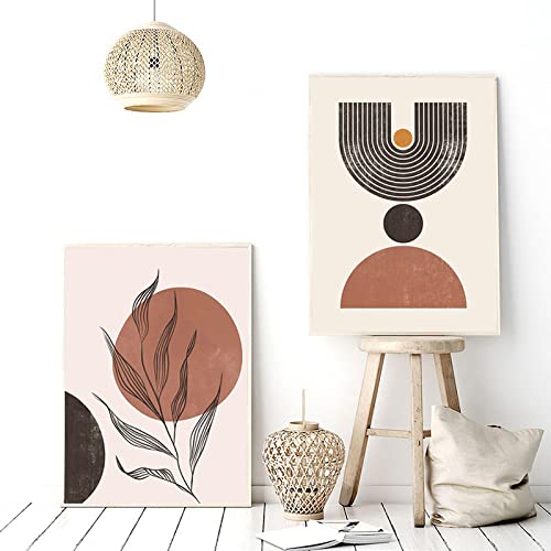 Lienzo abstracto geométrico bohemio pintura Beige negro arte de pared carteles e impresiones cuadro de pared Cover