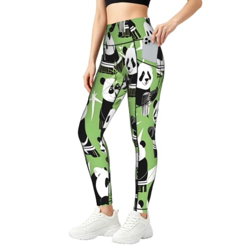 Pantalones de yoga para mujer EdsfFehs Panda mallas de bambú elásticas con bolsillos