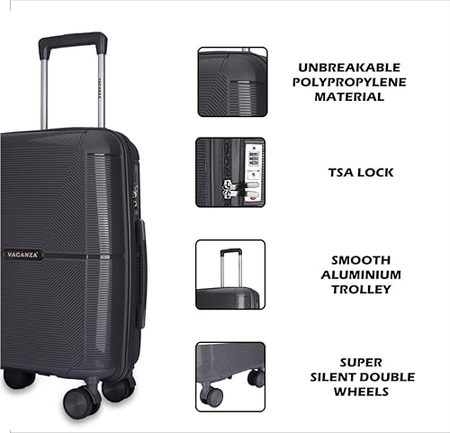 Image of 3G VACANZA Hard-Side Polypropylene Check-in Luggage Set of 2 Grey Trolley Bags (65 & 75 Cm)