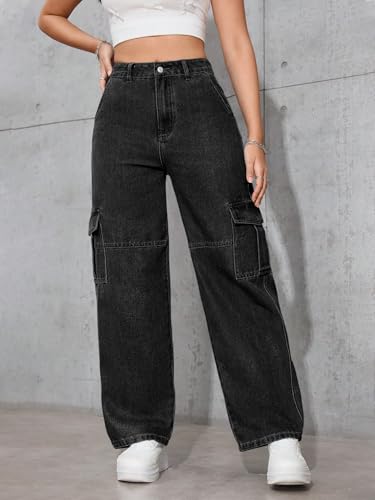 Image of Tagas Women Cargo Jeans | Women,s Cargos-Pants | (Women's) Denim Cargo's Pants || Cargo,s for Woman || Oversized-Jeans for Woman's || Loose Jeans Pant for Woman,s