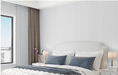 Papier Peint intissé Blanc cassé à Motif Rayures 3D Luxe