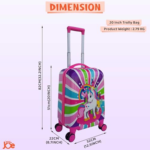 Image of JUNIOR JOE Polycarbonate 8 Wheels 360 Degree 20 Inch Rolling Suitcase for Kids Carry-On Overnight Travel Trolley Bag (Multicolour)