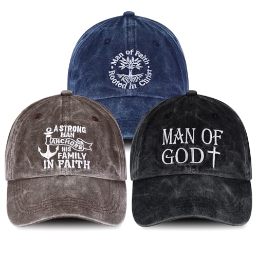 Floraltop 3 Pcs Man of God Hat Bulk Christian Baseball