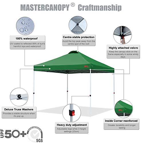 Image of MASTERCANOPY Durable Pop-up Canopy Tent with Roller Bag (Forest Green)