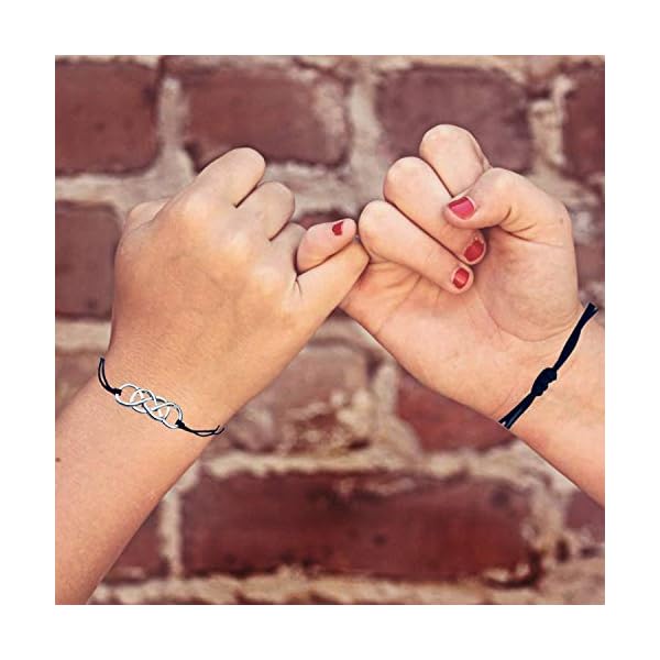 Infinity Collection - Unbiological Sister Charm Bracelets (2 pcs) Friendship Bracelet, Adjustable Bracelet - Soul Sister Knot Bracelets for Women, Teens, and Girls - BFF Gifts, Bestfriend Bracelets