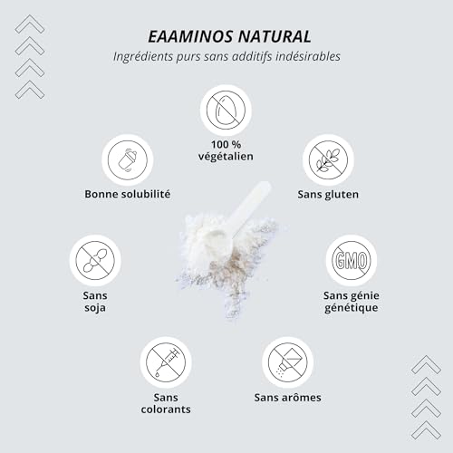 Nutri + Eaa 9 acides aminés poudre - Poudre d'EAA Neutral 500g - Haute dose - AAE instantanés goût neutre sans édulcorants, additifs & goût artificiel - Vegan Essential Aminos – Image 5