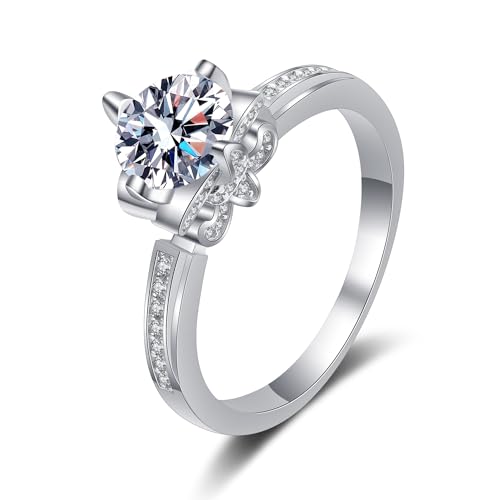 Bague moissanite 1ct StarGems argent 925 plaqué platine bague vintage de fiançailles RX026