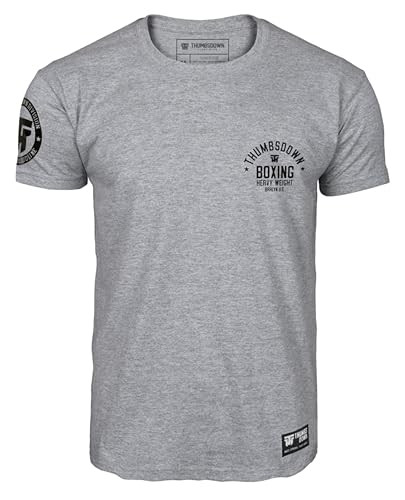 THUMBSDOWN Camiseta de boxeo Brooklyn Fight Club para hombre de algodón con estampado, gris, S