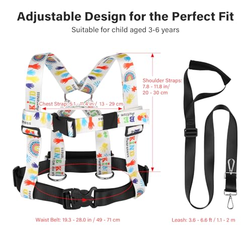 HOOMTREE Safety Walking Harness and Leash for Autism & Special Needs Kids Ages 3-6 with Easy-Adjust Tether + Emergency Grab Handle for Wandering Prevention & Calm Outdoor Adventures - Thumbnail 3