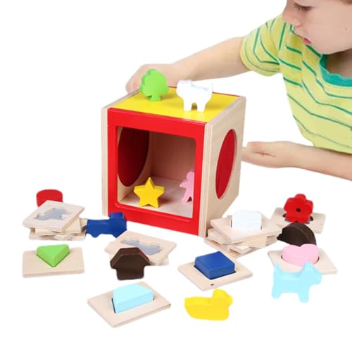 Boîte sensorielle de tri des formes en bois pour stimuler la motricité fine des bébés