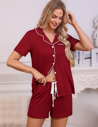 Image of HNG Pajama Sets for Women 2 Piece PJ Sets Short Sleeve Lounge Set Fashion Sleepwear XS-3XL