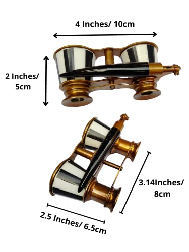 Sifaat World 2.5 Inches Opera Glasses Binoculars For Adults With Handle- Captain's Mother Of Pearl Solid Brass Opera Glasses Binoculars-Pocket Size Handel Binoculars For Kids, Bird Watching, Hunting #TOP2