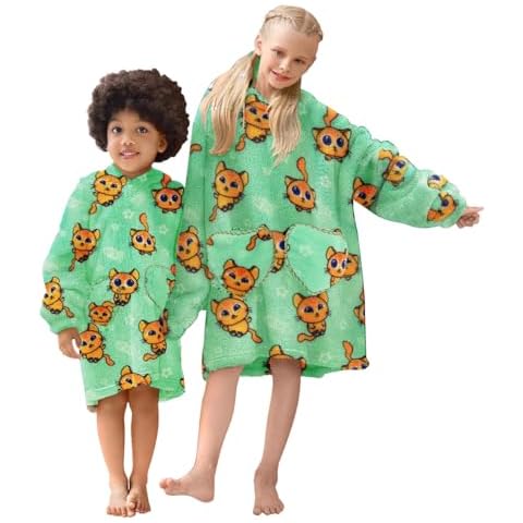 Adisputent Kids Hooded Blanket with Pockets Cover