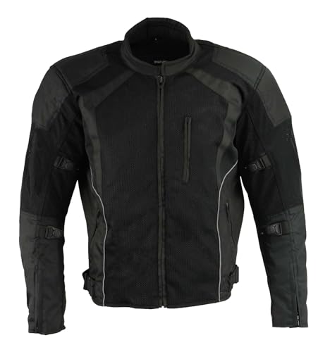 Image of Milwaukee Leather MPM1793 Black Armored Mesh Motorcycle Jacket for Men - All Season Biker Jacket - Small