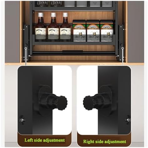 Adjustable Pull Down Shelf Organizer for Cabinets - 22" Height & 12" Depth, Kitchen Storage Solution for Easy Access & Space Efficiency, Perfect for Home Organization