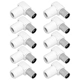 Tipo: Adaptador coaxial Conector de antena > Conexiones: Conector de ángulo IEC > Para: Cable coaxial, TV, cable de antena > Forma del conector: 90 ángulos. Montaje: Schraubbar > Material: Metal y plástico