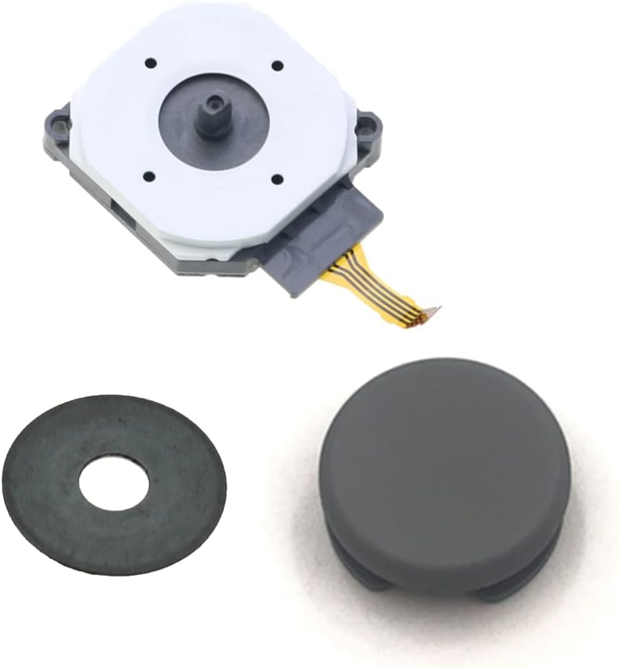 Replacement Thumbstick Joystick Set with Cap and Pad for Nintendo 2DS 3DS 3DS XL and New 3DS 3DSXL XL LL/New 2DS XL LL (Style B with Black Cap)