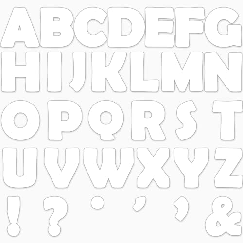 Qyeahkj 150 PCS Large 6" Font Bulletin Board Letters and Punctuation Cutouts Combo Set Pure White Border Letters Decoration for Classroom Alphabet Poster Wall Bulletin Board Display Home School Decor