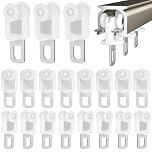 Artibetter 50Pcs Curtain Track Glider Hooks: Heavy Duty Silent Stainless Steel Rollers with White Plastic Wheels - Smooth Sliding Curtain Rail Gliders for Home Drapery & Track Systems