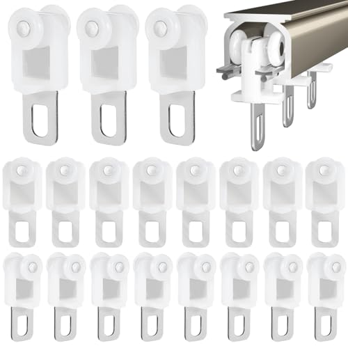 Angoily 50PCS Roulette Piur Rail Standard Support Rideaux Rouleaux De Tringle à Rideau en Acier Inoxydable Et Plastique, Accessoires De Rideau Silencieux,...