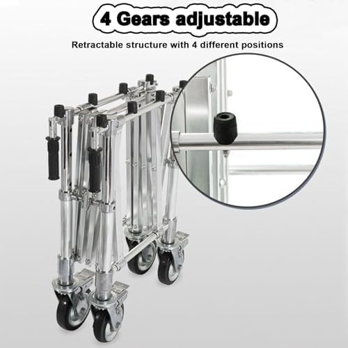 Collapsible Wagon Cart with Wheels Foldable Folding Wagons Carts Silent Universal Wheels,Folding Funeral Cart, High Load Aluminum Alloy Coffin Rack for Church and Funeral Services, Foldable