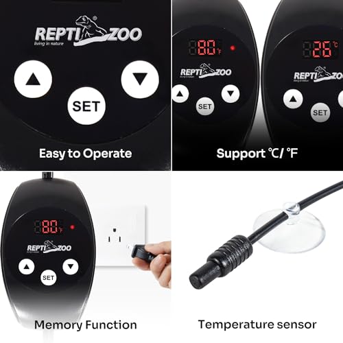 Reptizoo Dual Reptile Light Fixture With Dimming Thermostat And Timer, Deep Dome Lamp Fixture With Independent Reptile Dimming Thermostat Heat Bulb Temperature Controller And Timing Function thumb #7
