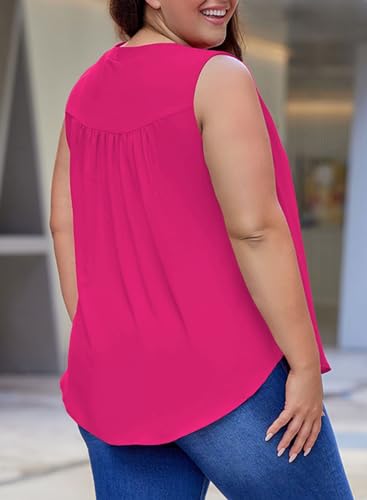 Image of Eytino Womens Plus Size Tank Tops Summer Sleeveless V Neck Casual Loose Chiffon Blouse Office Work Shirts(1X-5X)