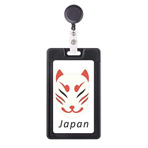 Porte-badge rétractable masque de renard japonais pour carte d'accès professionnel