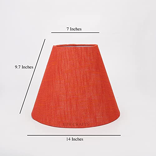 Image of 10 inch Inches (Small), Conical Lamp Shade, Cotton Fabric (Red Texture)
