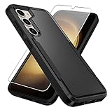 Warsia for Samsung Galaxy S23 Case with HD Screen Protector, Dual Layer Military Grade Drop Tested, Heavy Duty Rugged Shockproof Non-Slip Outdoor Protective Cover, Black