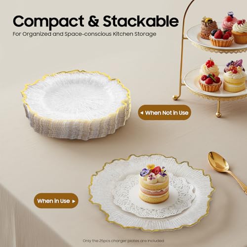 25 Platos Decorativos Redondos Dorados 13 pulgadas miniatura 3