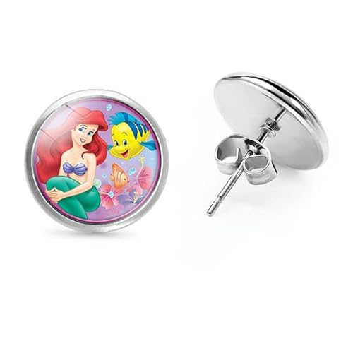 Cartoon Littl Mermaid Earrings Stud, Zinc Alloy Ear Stud For Girls Women And Men (1) #TOP14