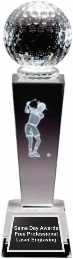 Crystal Collegiate Sports Trophy - 8.75 Inch Custom Engraved Award Gift for Player Team & Coach Recognition for Leagues Tournaments Championships