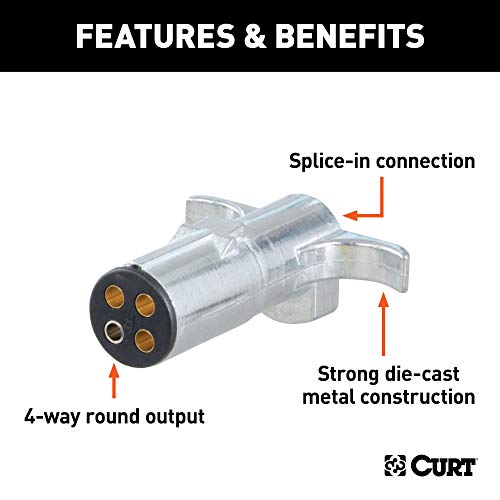 Image of CURT 58060 Trailer-Side 4-Pin Round Wiring Harness Plug (Pack of 6)
