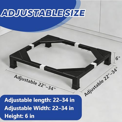 Image of Heavy Duty Stainless Steel Laundry Pedestal - 6 inch Height Universal Washer & Dryer Stand for Front Load Machines, Ice Maker, Samsung /LG - Durable Appliance Base with Non-Slip Feet